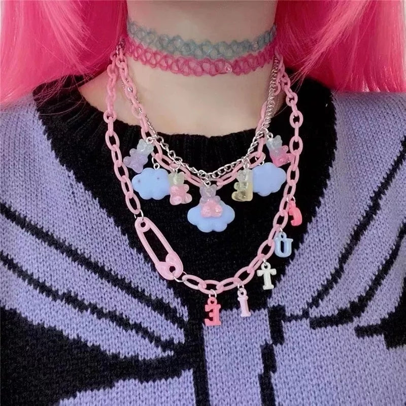 Gummy Bear Cloud Multi chain Necklace