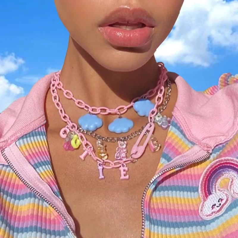 Gummy Bear Cloud Multi chain Necklace