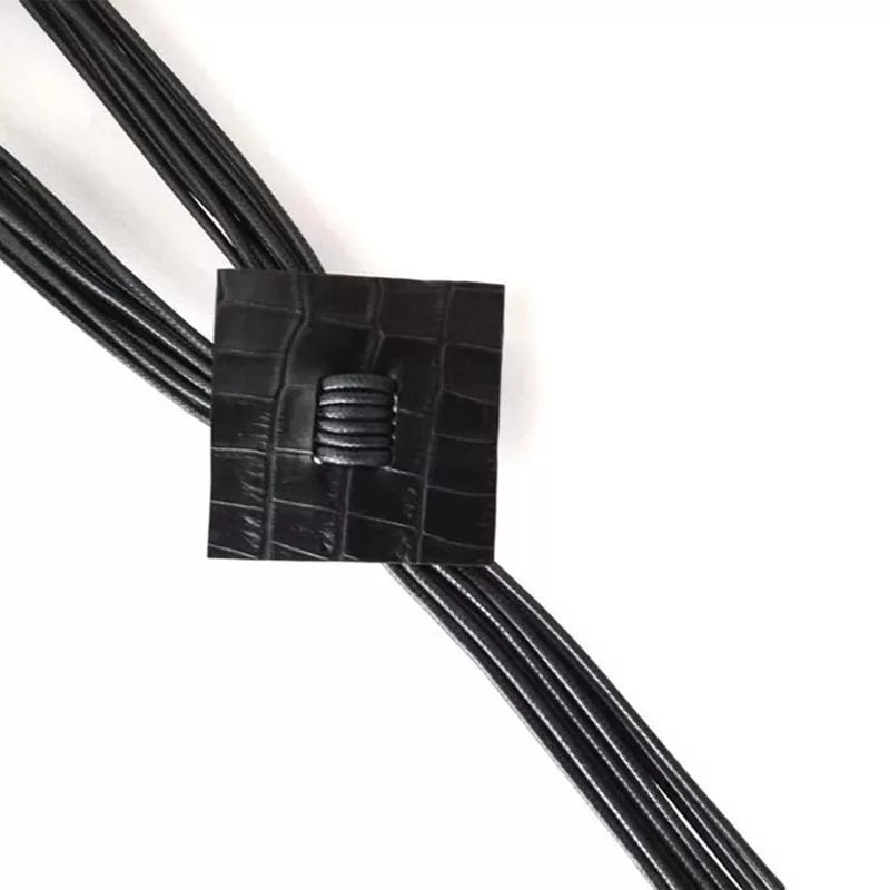 Black Long Faux Leather Pendant Necklace