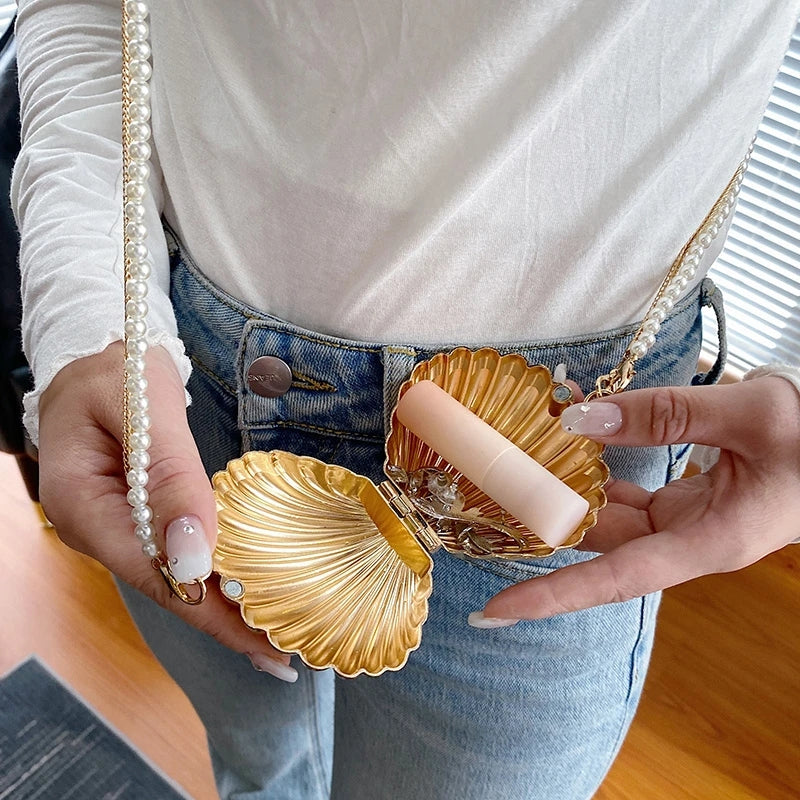 Seashell Gold tone Mini Purse