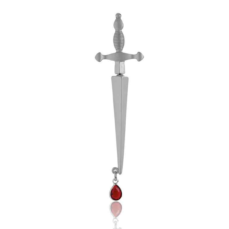 Silver Tone Sword Earring