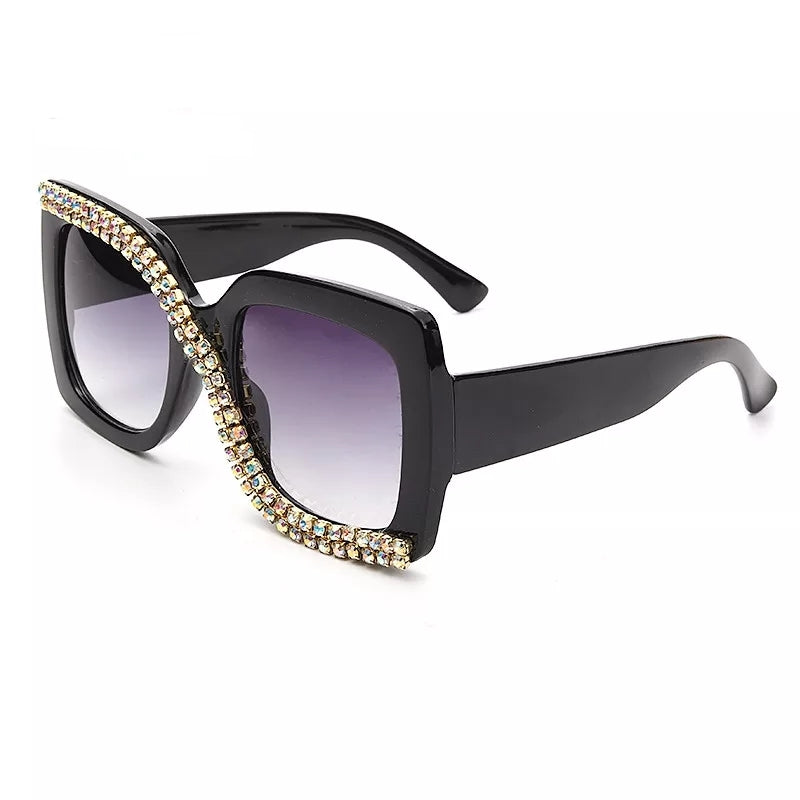Unique Gold Bling Black Sunglasses