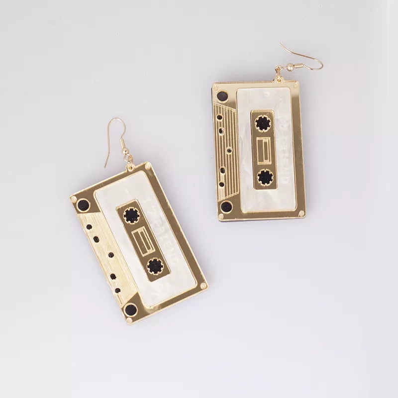 Gold Cassette Tape Earrings