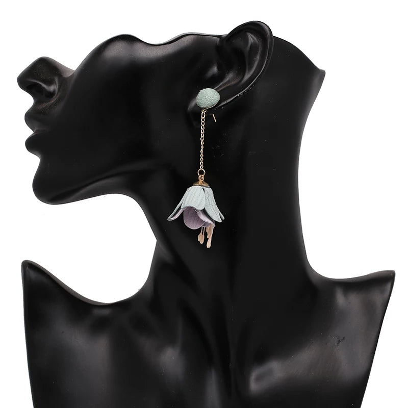 Unique Blue Flower Dangle Earrings