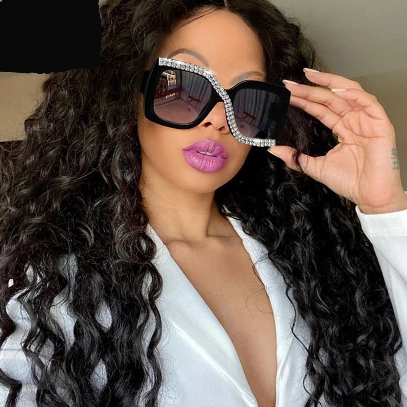 Unique Gold Bling Black Sunglasses