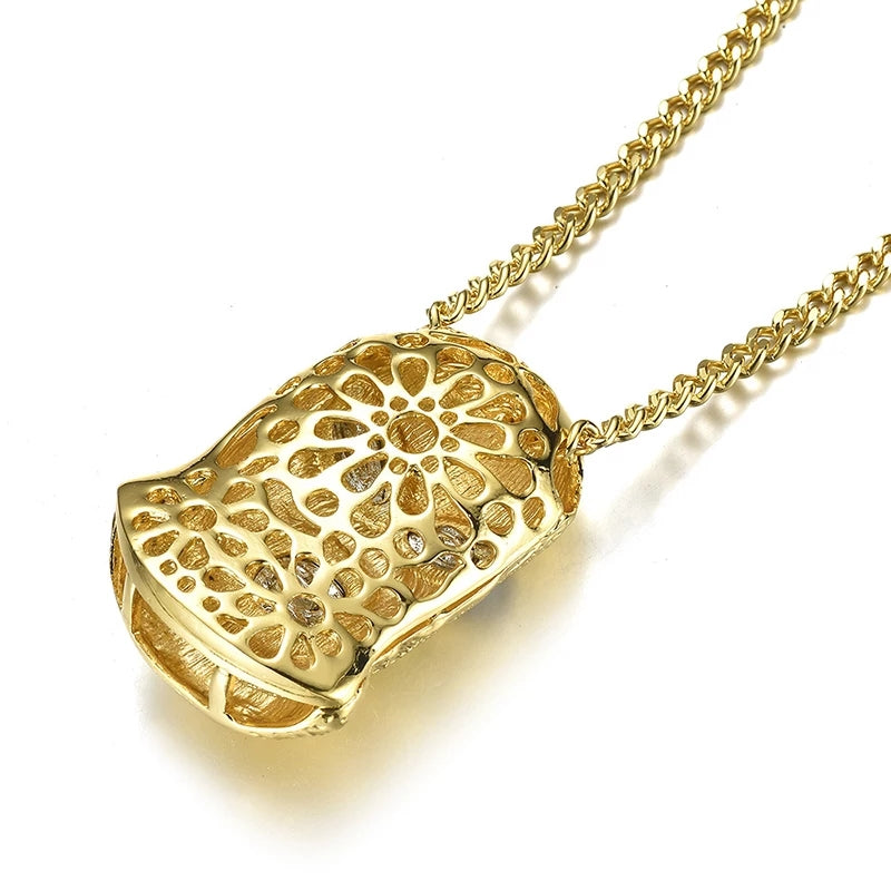 Unique Gold Tone Mask Necklace