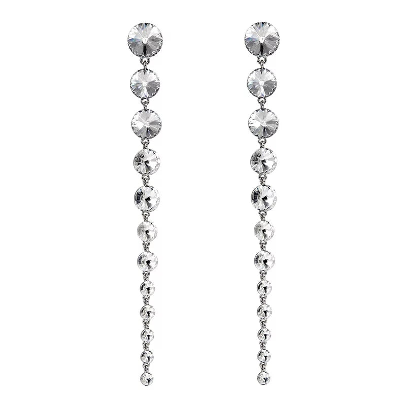 Long Faux Crystal Dangle Earrings