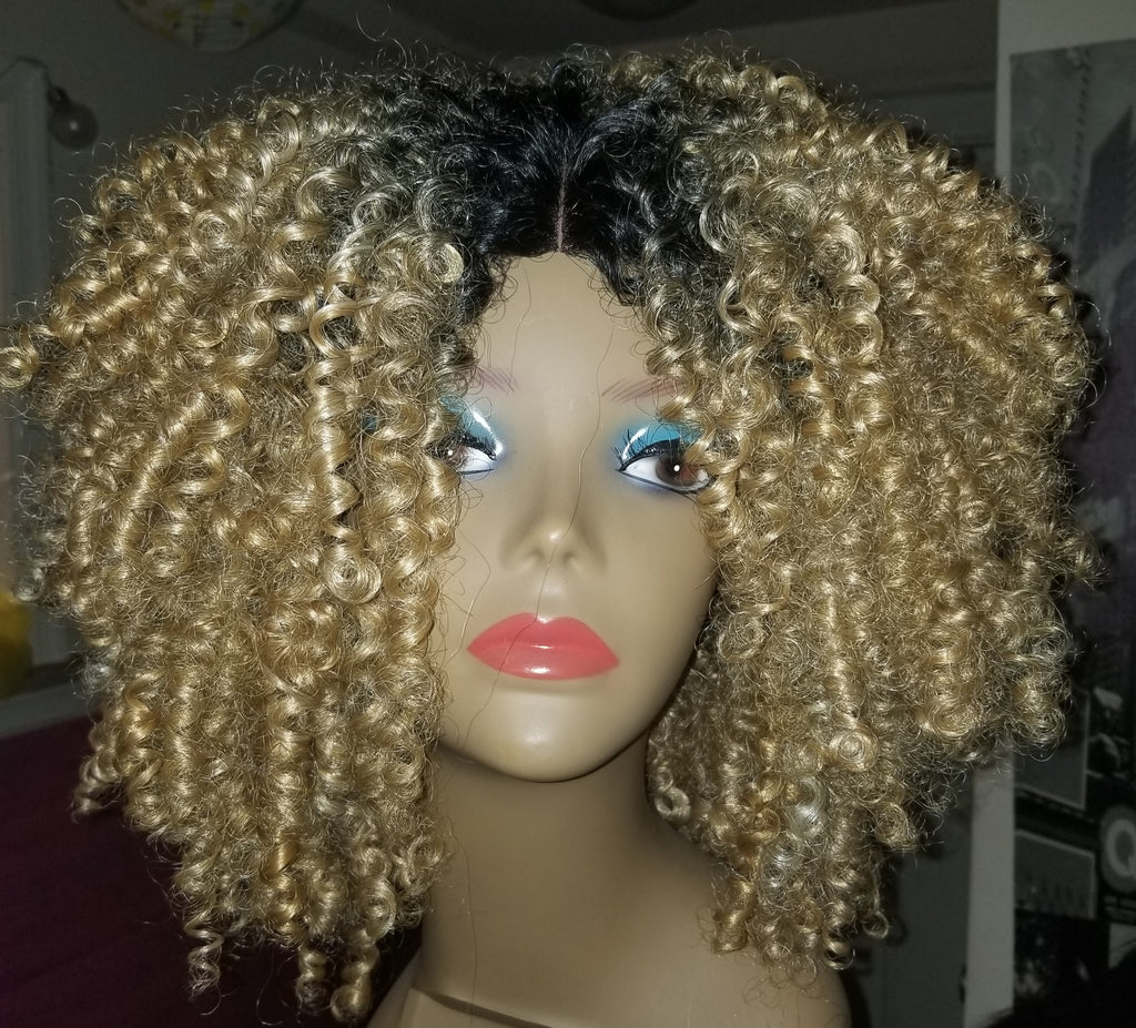 Blonde Curly Handmade Wig