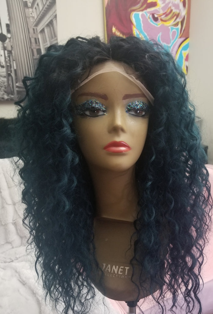 Curly Green Ombre Wig