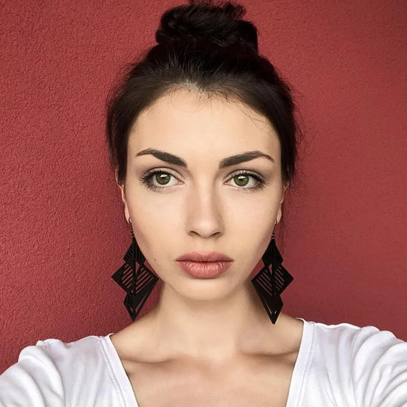 Black Geometric Dangle Earrings