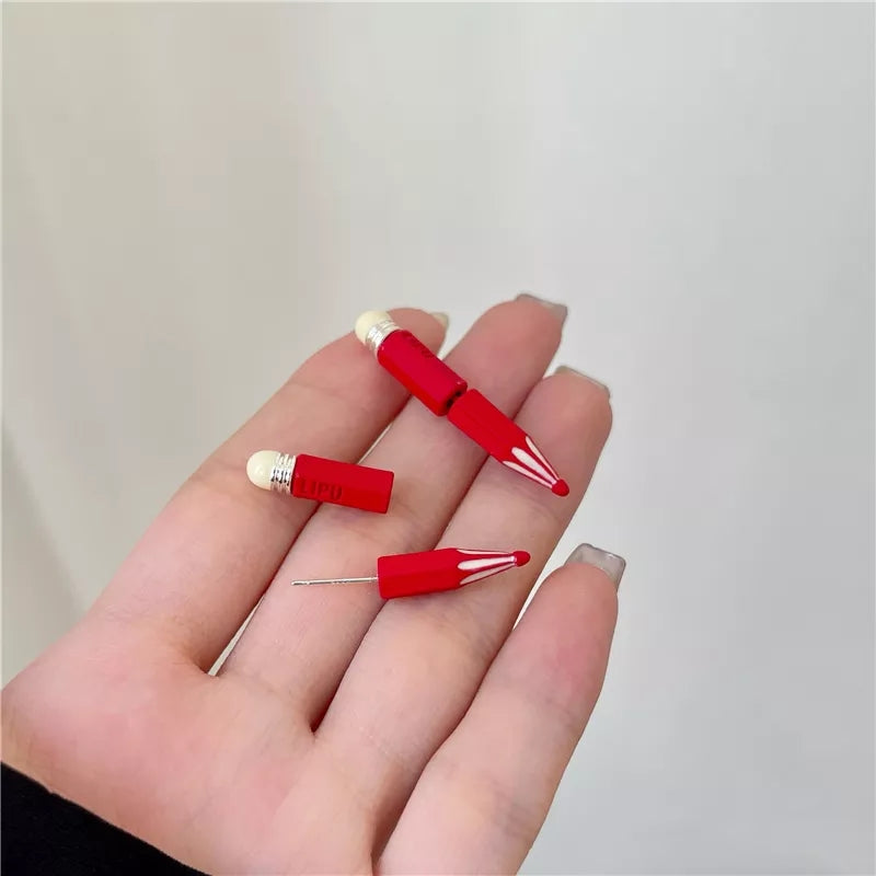 Red Pencil Double Sided Earrings