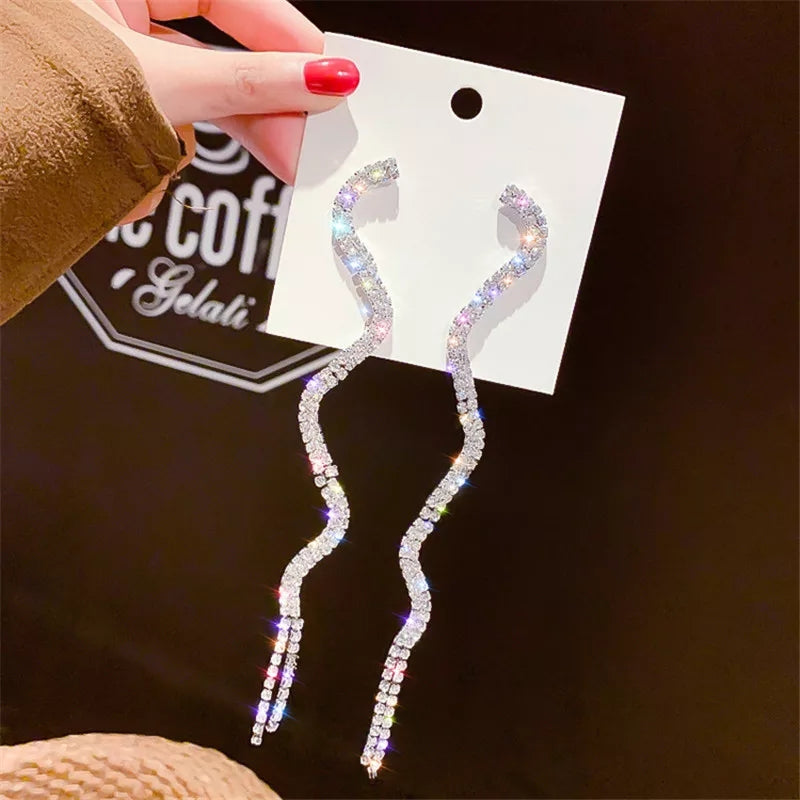 Swirling Bling Long Earrings