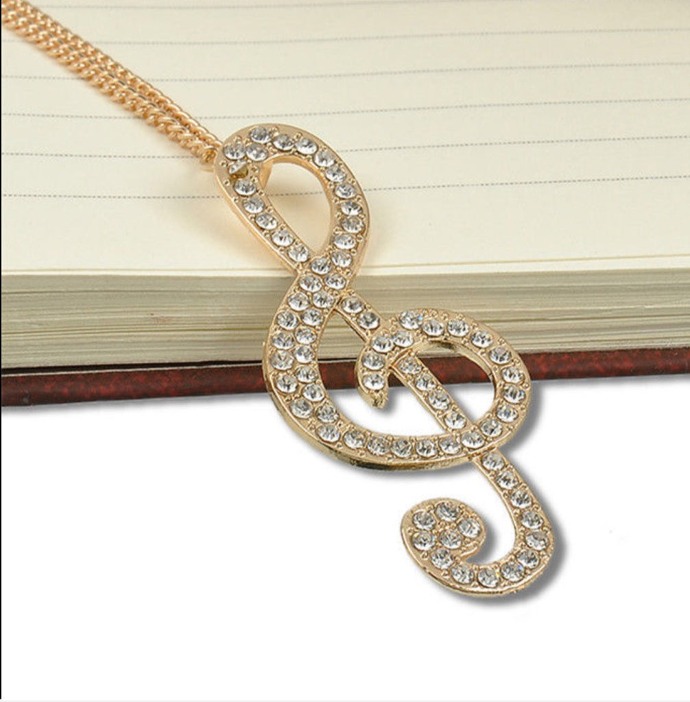 Music Note Bling Necklace