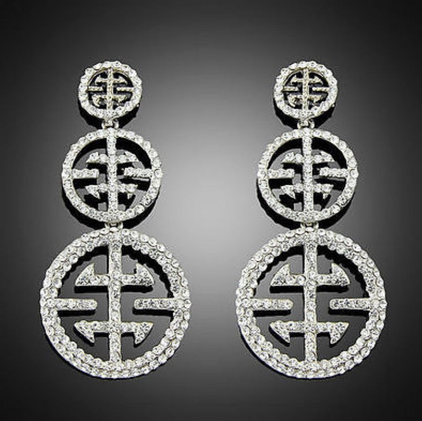 Stone Chinese Style Statement Earrings