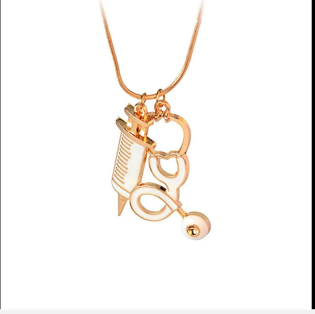 Stethoscope Gold Tone Necklace