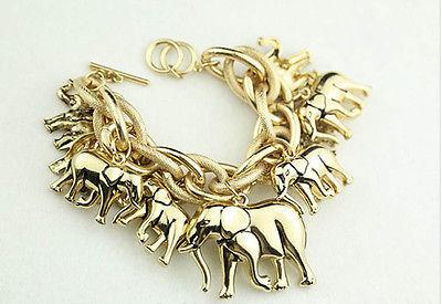 Gold Elephant Toggle Bracelet