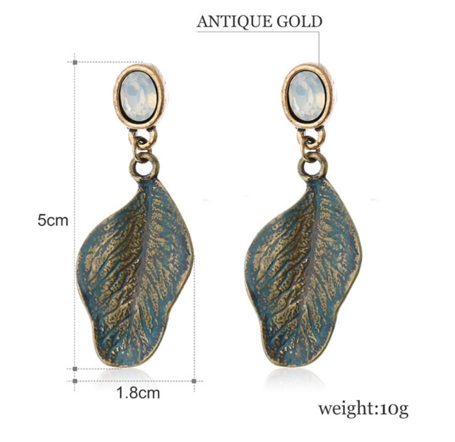 Bronze Leaf Drop Earrings