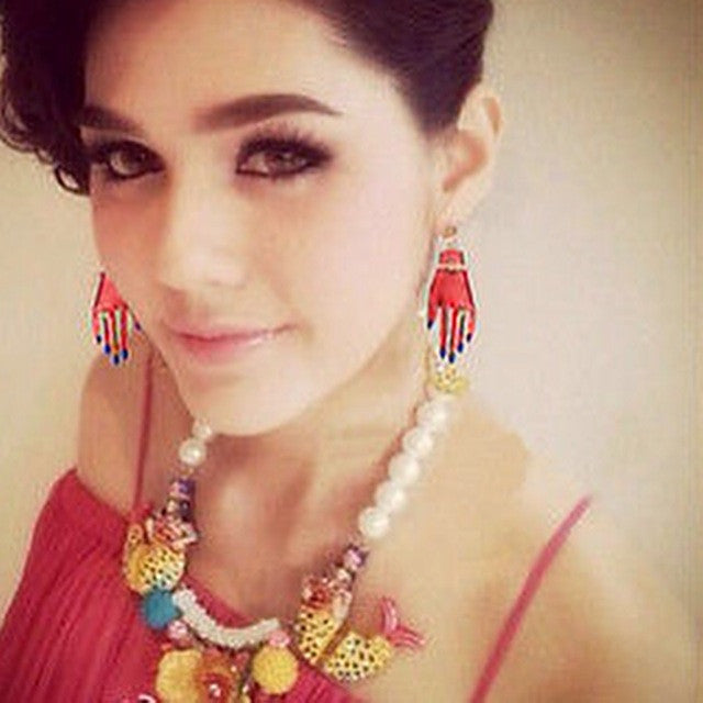 Red and Green Fingernail Earrings