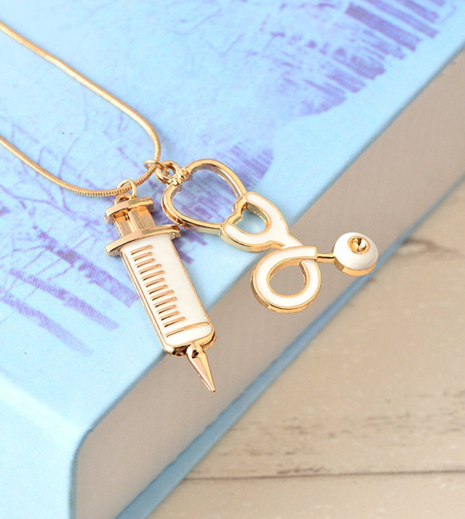 Stethoscope Gold Tone Necklace
