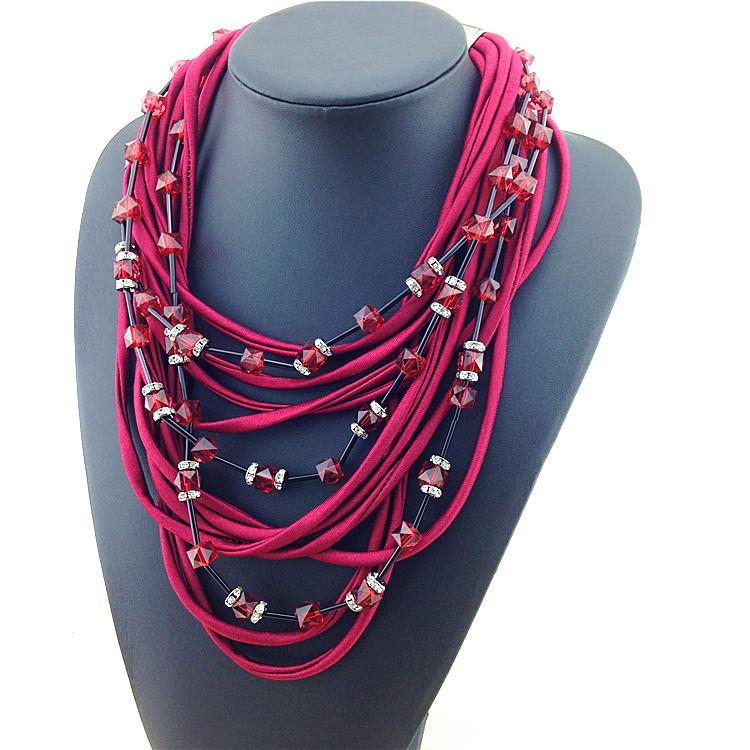 Burgundy Chorded Beaded Necklace