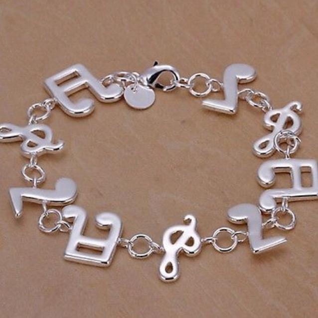 925 Silver Plated Music bracelet
