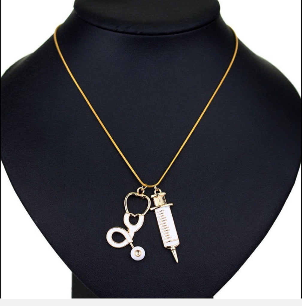 Stethoscope Gold Tone Necklace