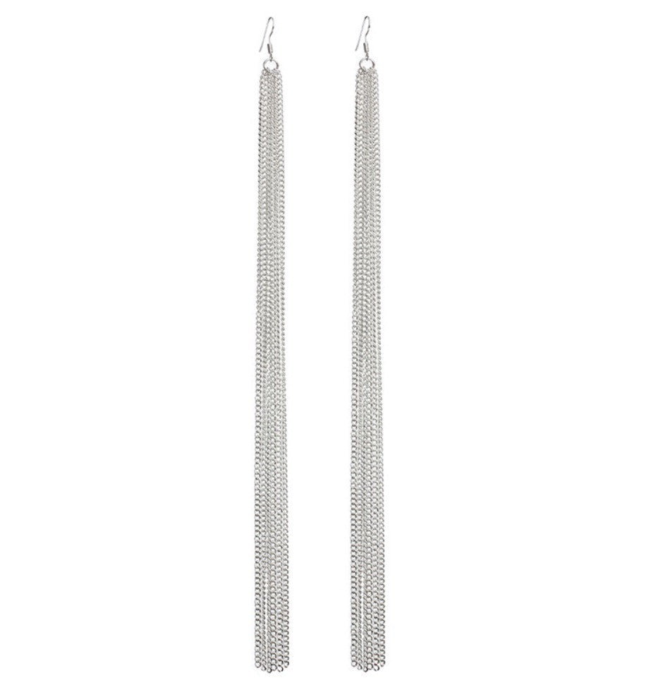 Silver Long Tassell Earrings