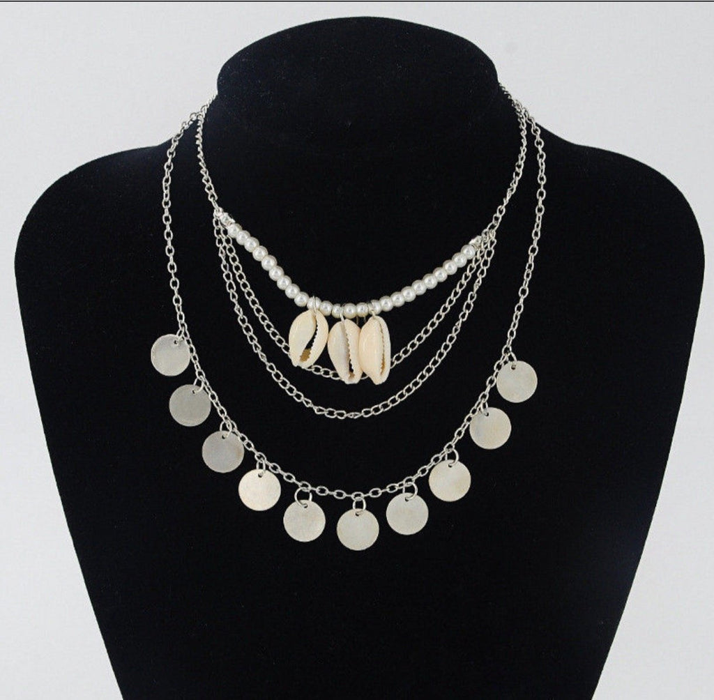 Coin Beaded Choker Necklace