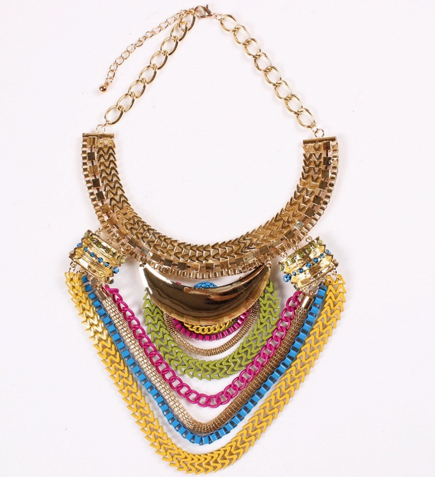MutiColor Tribal Statement Necklace