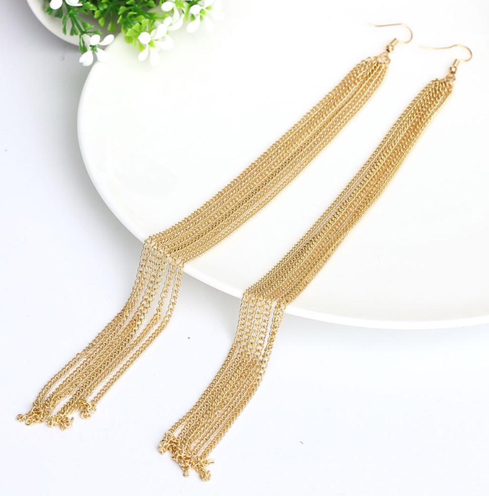 Gold Long Tassell Earrings