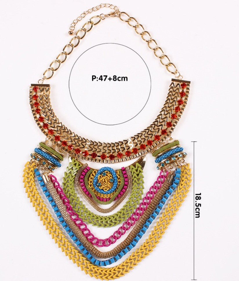 MutiColor Tribal Statement Necklace