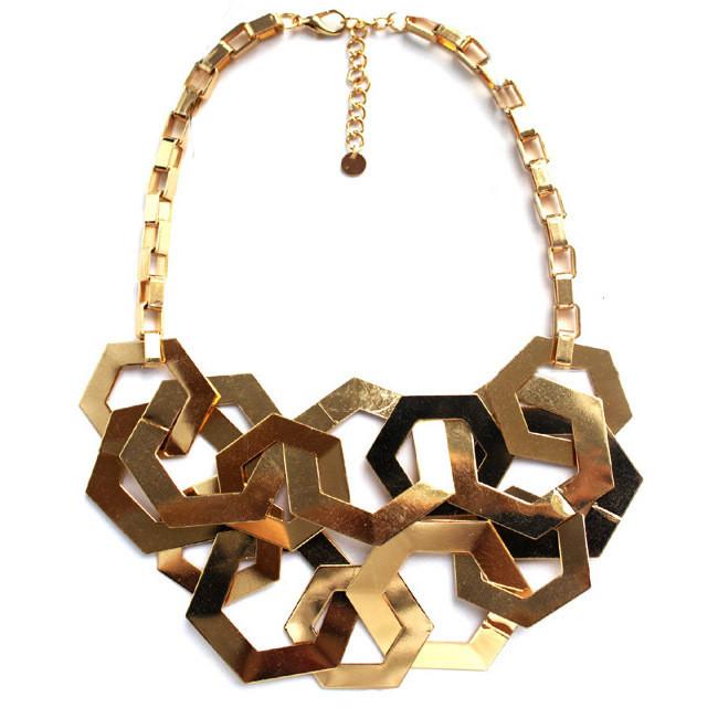 Geometric Gold Tone Necklace