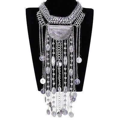 Long Tassell Boho Coin Necklace