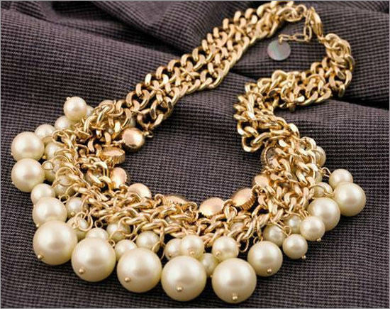 Pearl and Rhinestone Statement Necklace