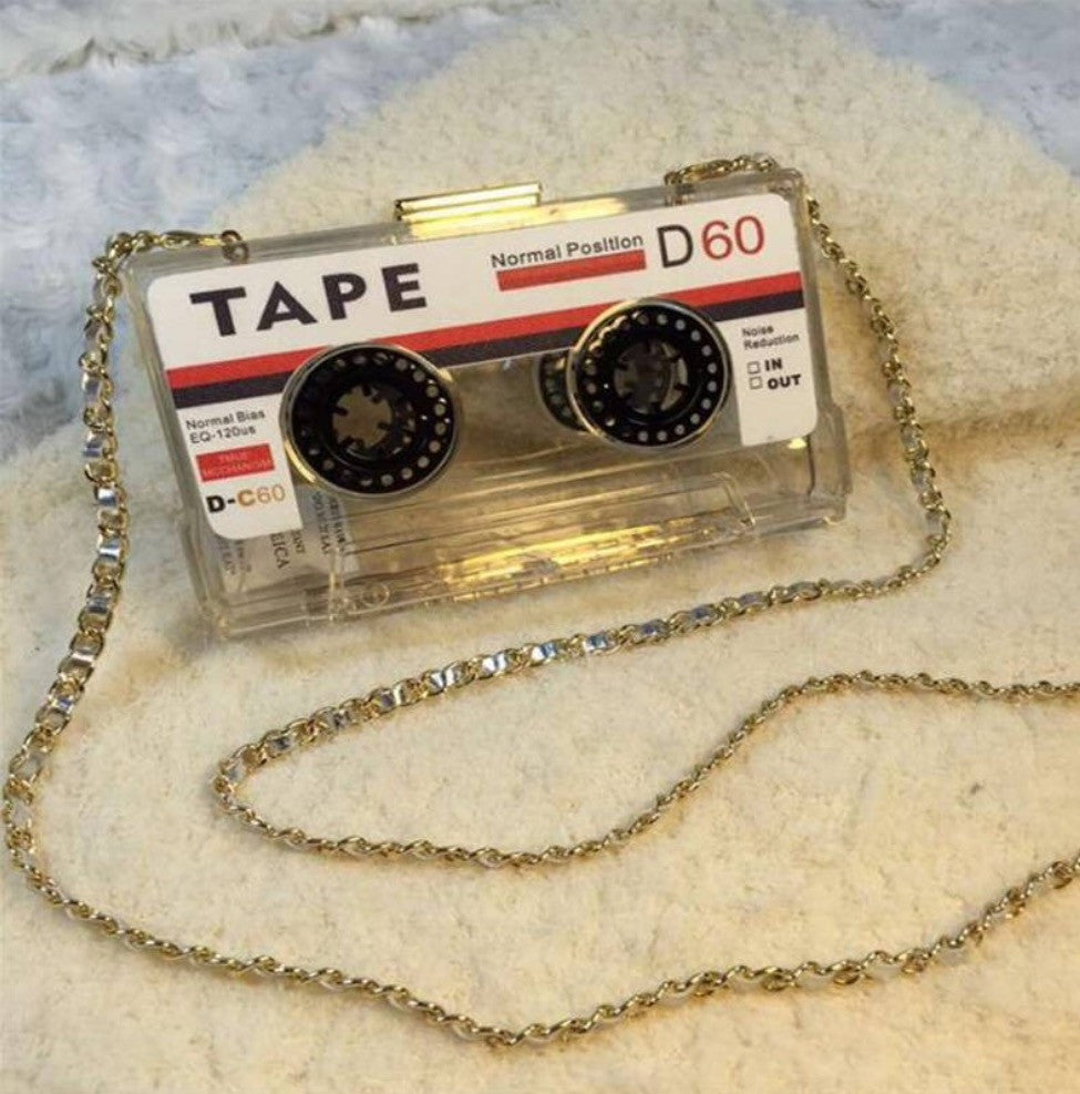 Transparent Tape Cassette Evening Clutch
