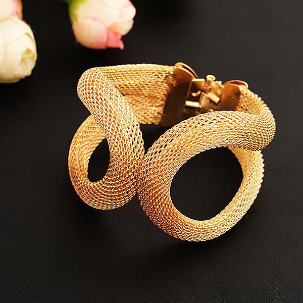 Abstract Gold Tone Hinge Bracelet