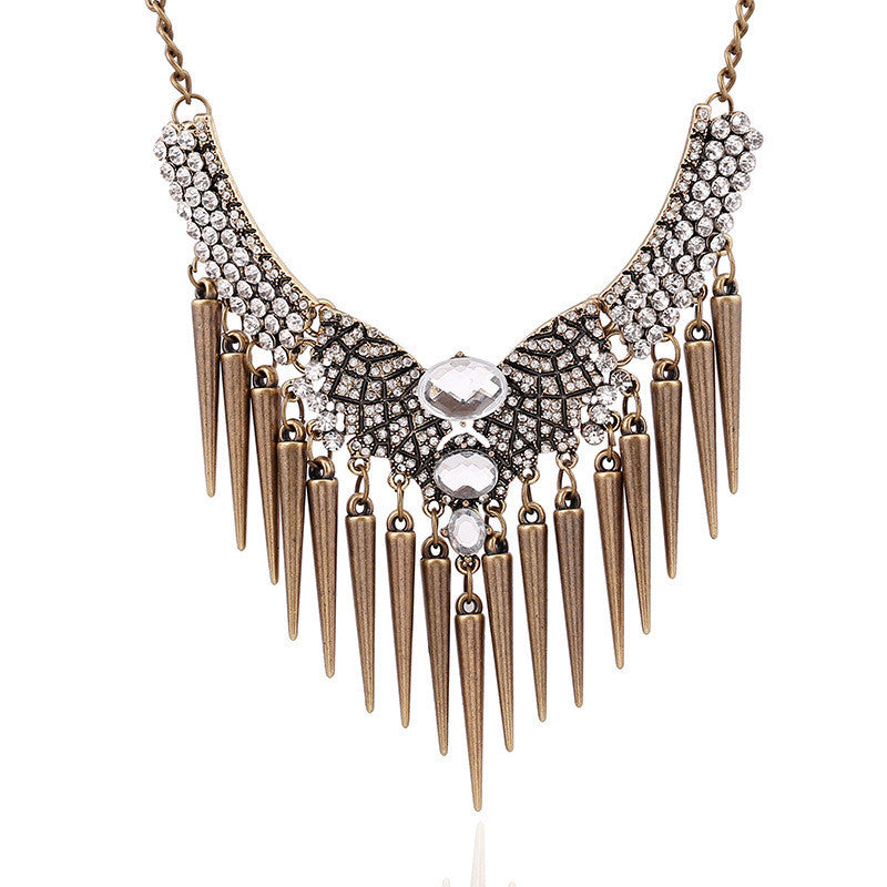 Spike Bronze Rhinestone Necklace