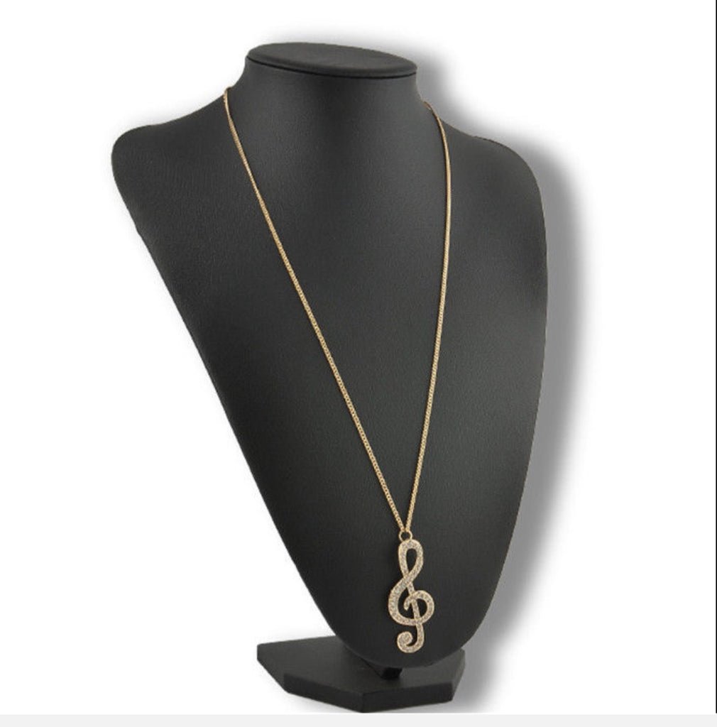 Music Note Bling Necklace