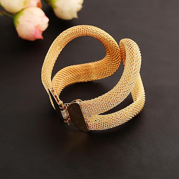 Abstract Gold Tone Hinge Bracelet