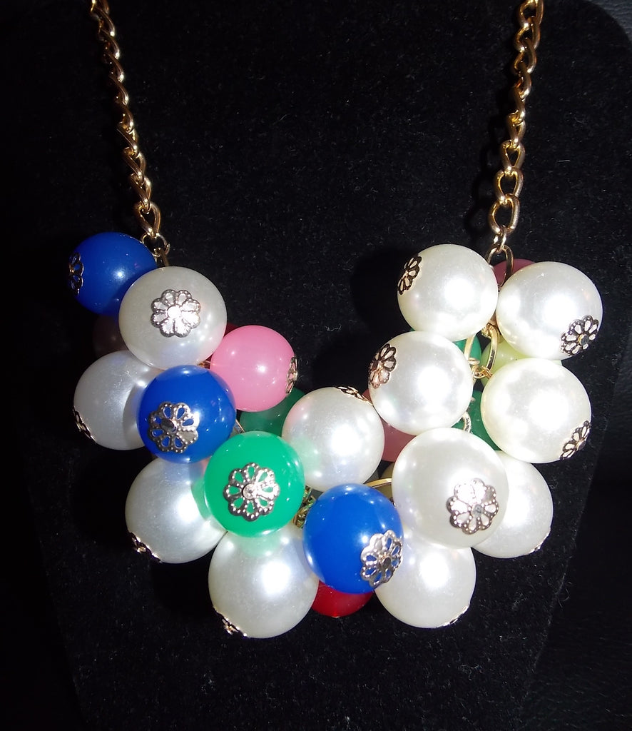 Multicolored Pearl Statement Necklace