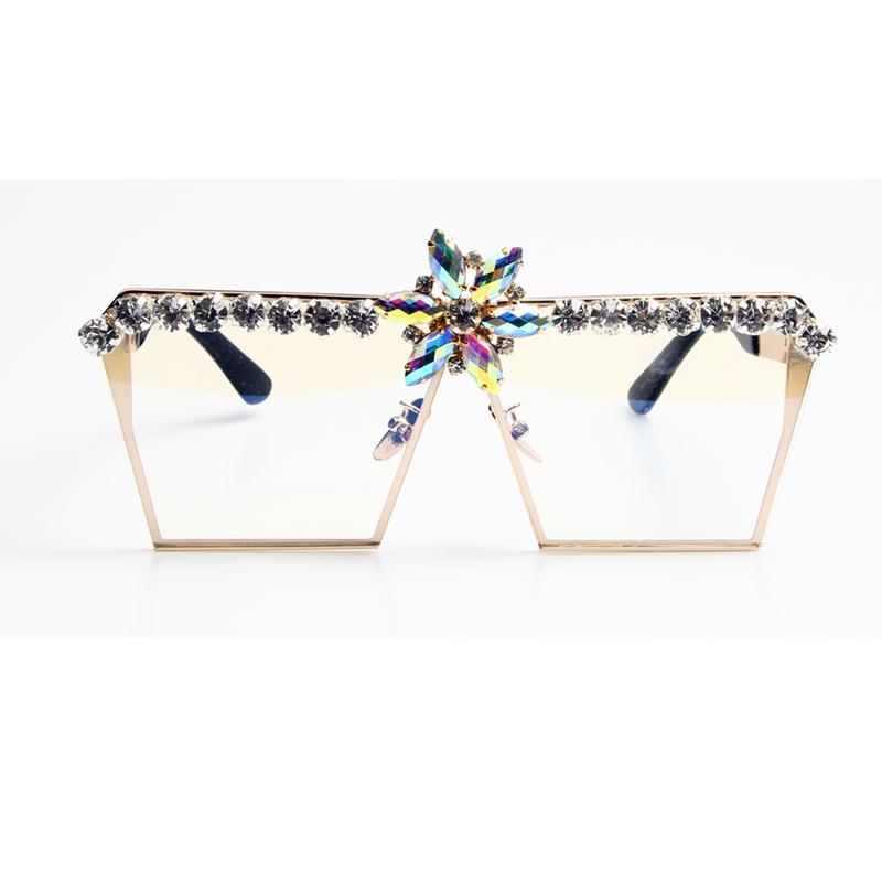 Rhinestone Clear Oversized Sunglasses