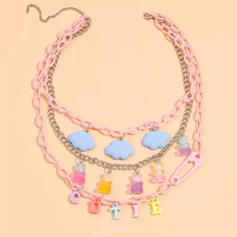 Gummy Bear Cloud Multi chain Necklace