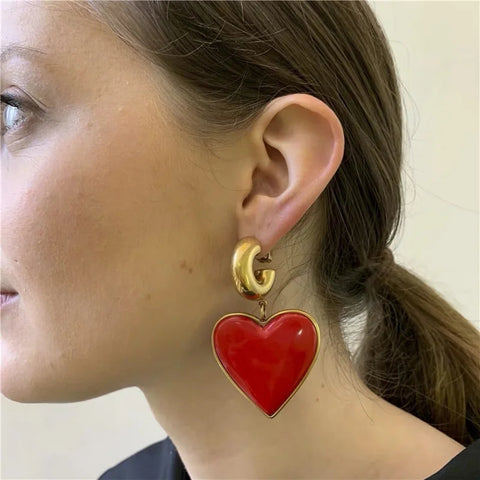 Heart Shattered Glass Earrings