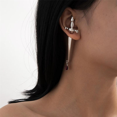 Diamond Stone Metal Texture Earrings