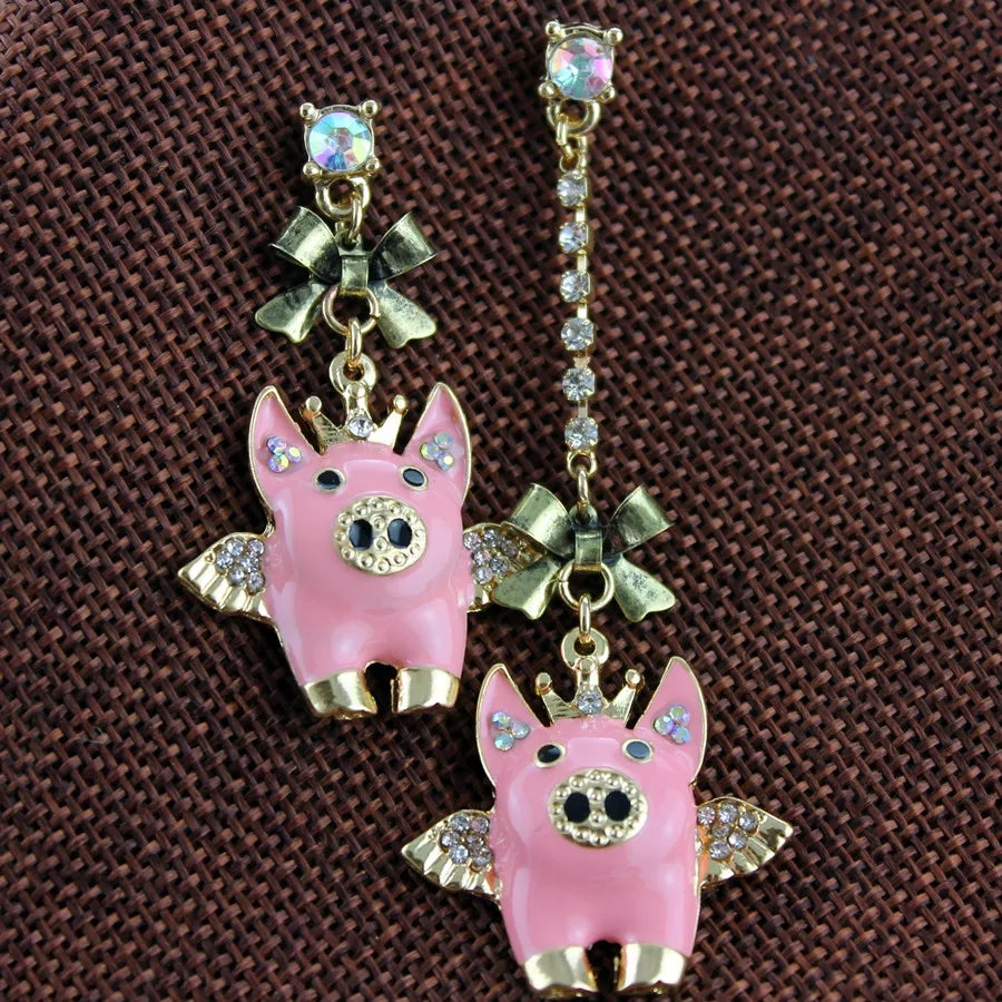 Pink Flying Bling Earrings