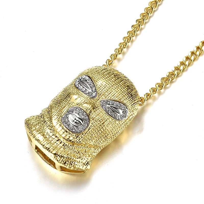 Unique Gold Tone Mask Necklace