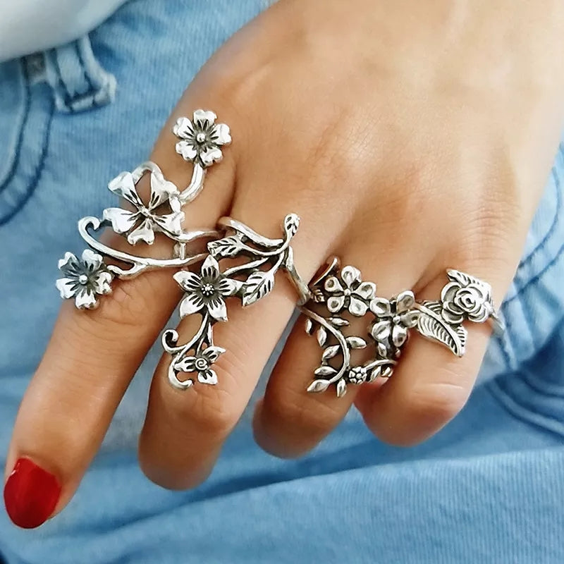 4 Piece Flower Rings
