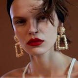Gold Tone Rectangle Earrings