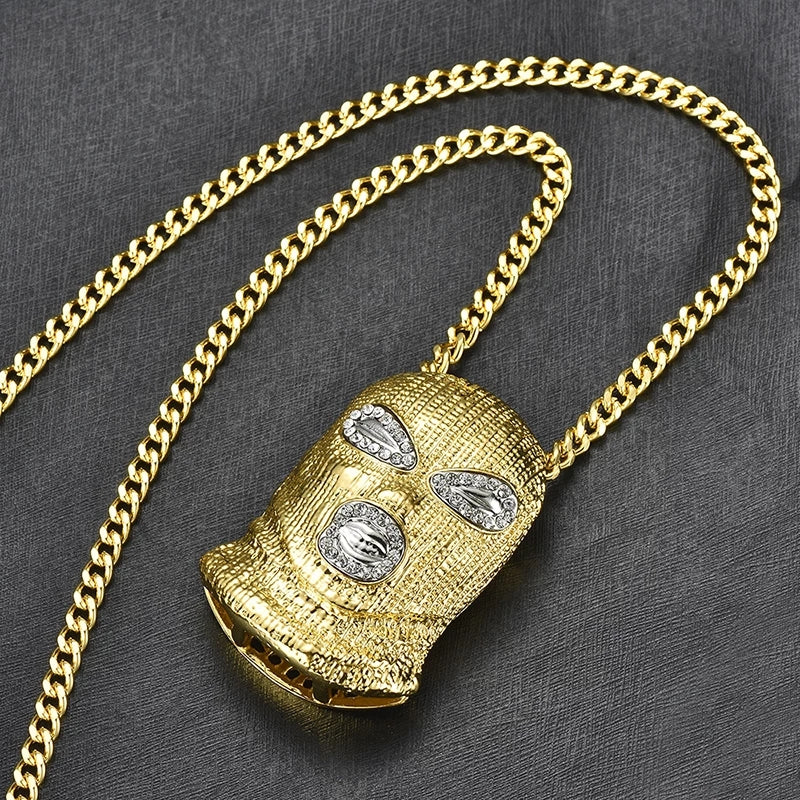 Unique Gold Tone Mask Necklace