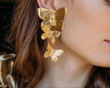 Butterfly Gold Tone Dangle Earrings